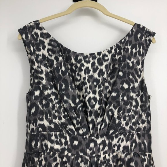 NWOT Kate Spade Deanna Grey leopard print fit & flare satin dress - Picture 11 of 16